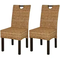 vidaXL Esszimmerstuhl 2 Stk. Kubu-Rattan Mangoholz