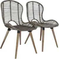 vidaXL Esszimmerstühle 2 Stk. Braun Natürliches Rattan