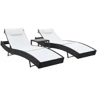 vidaXL Sonnenliegen 2 Stk. mit Tisch Poly Rattan und Textilene Schwarz