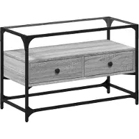 vidaXL TV-Schrank mit Glasplatte Grau Sonoma 80x35x51 cm Holzwerkstoff