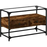 vidaXL TV-Schrank mit Glasplatte Räuchereiche 80x35x51cm Holzwerkstoff