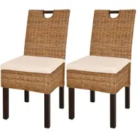 vidaXL Esszimmerstuhl 2 Stk. Kubu-Rattan Mangoholz
