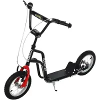 HOMCOM Kinderroller Scooter Lenker Verstellbar mit Luftreifen 12 Zoll Schwarz