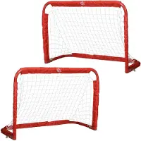 HOMCOM Fußballtore Fußballnetz 2er Set Mini-Tore faltbar Stahl rot 90 x 36 x 60 cm A62-027