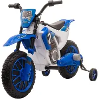 HOMCOM Elektromotorrad Kindermotorrad Elektrofahrzeug Kinderfahrzeug Blau+Weiß