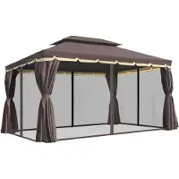 Outsunny Gartenpavillon Pavillon Gartenzelt mit Seitenteile Moskitonetz