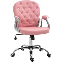 Vinsetto Ergonomischer Bürostuhl Chefsessel Gepolsterte Rückenlehne Rosa