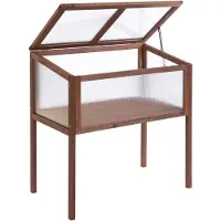 Outsunny Hochbeet aus Holz Frühbeet 90 x 50 x 93 cm Gewächstisch mit Abdeckung wetterfes Kräuterbeet Pflanzkasten