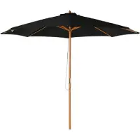 Outsunny Sunshade Holzsonnenschirm Gartenschirm Balkon Sonnenschirm 3 x 2,5 m grau Marktschirm 840-065