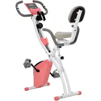 HOMCOM Heimtrainer X-Bike Fahrradtrainer LCD-Display klappbar Rosa