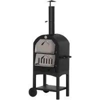 Outsunny Pizzaofen Outdoor Grillofen mit Schornstein Zubehör 3-Tier für BBQ