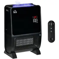 HOMCOM 2 in 1 Heizlüfter Heizgerät LED-Licht 8-Stunden-Timer Schwarz