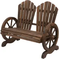 Outsunny Gartenbank mit Armlehne Sitzbank Gartenmöbel Massivholz Dunkelbraun
