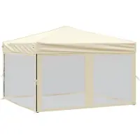 vidaXL Partyzelt Faltbar mit Seitenwänden Creme 3x3 m