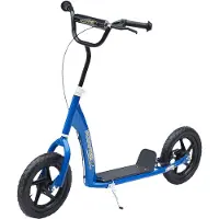 HOMCOM Kinderroller mit Hinterbremse 12 Zoll Scooter Tretroller EVA Blau