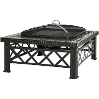 Outsunny 3-in-1 Feuerschale Feuerkorb mit Funkenschutz Grillrost Garten BBQ