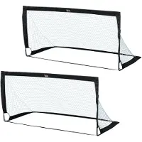 HOMCOM Fußballtore Fußballnetz 2er Set Minitore Faltbar Stahl 186x90x89 cm