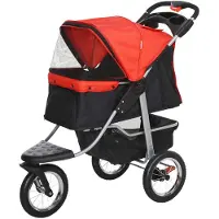 PawHut Paws Hundekinderwagen - Rot - Zusammenklappbar - 109,5 x 54,5 x 106,5 cm