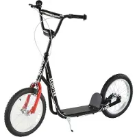HOMCOM Tretroller Kinderroller Scooter Cityroller Luftreifen verstellbar Schwarz