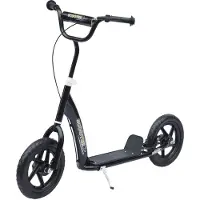 HOMCOM Kinderroller mit Hinterbremse 12 Zoll Scooter Tretroller EVA Schwarz