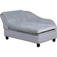 PawHut Haustiersofa mit Stauraum, Kissen, bis 15 kg, Plüschbezug, Hellgrau