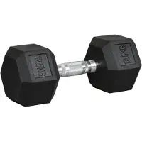 HOMCOM HOMdotCOM Gummi-Fitness-Hantel, Metall mit Gummi schwarz 12,5 KG