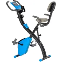 HOMCOM Heimtrainer X-Bike Fahrradtrainer LCD-Display klappbar Blau