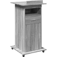 vidaXL Rednerpult mit Rollen & Schublade Grau Sonoma 55x55x107 cm