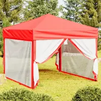 The Living Store Partyzelt Faltbar mit Seitenwänden Rot 3x3 m