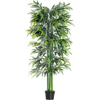 Outsunny Künstliche Pflanze, 180 cm Kunstpflanze, Künstlicher Bambusbaum, Grün