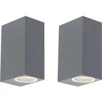 QAZQA Set mit 2 Modernen Wandleuchten Anthrazit IP44 Baleno II