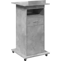 vidaXL Rednerpult mit Rollen & Schublade Betongrau 55x55x107 cm