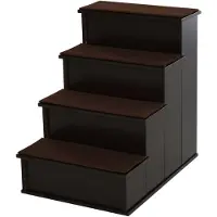 PawHut Haustiertreppe mit Teppich Hundetreppe Katzentreppe Einstiegshilfe MDF braun D06-078