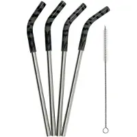 Mizu Strohhalm Set 4 Strohhalme & 1 Bürste grau