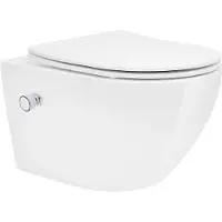 LuxeBath Spülrandloses Wand Hänge-WC mit Bidet-Funktion, Weiß, lang, Tornadospülung