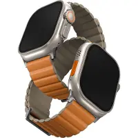 Uniq Revix Premium Edition doppelseitiges Armband für Apple Watch | 44/45/46/49 mm - Saffron Orange / Khaki