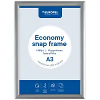 Europel Plakatrahmen Economy, DIN A3, 25 mm, silber eloxiert aus eloxiertem Aluminium, abgerundetes Rahmenp