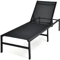 Costway Sonnenliege 150kg belastbar Liegestuhl mit 6-stufig verstellbarer Rückenlehne Gartenliege für Poolbereich Strand & Terrasse Schwarz