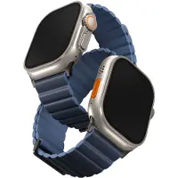 Uniq Revix Premium Edition doppelseitiges Armband für die Apple Watch Series 1 bis 10 / SE / Ultra (2) (44/45/46/49 mm) - Preußisch/Nebelblau