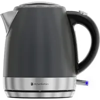 Kitchenbrothers Wasserkocher - Elektrisch - 1 Liter - Kleine Campinggröße - Reise-Wasserkocher mit Kalkfilter - rostfreier Stahl