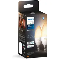 Philips Hue White ambience E14 - Smarte Lampe Kerzenform Doppelpack - 470, Intelligentes Leuchtmittel, Bluetooth/Zigbee, Weiß, LED, E14, B39