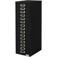 ML-Design Aktenschrank 28x38x87 cm Schwarz mit 15 Schubladen, Metall Schubladenschrank DIN A4, Büroschrank Stahlschrank Metallschrank Werkzeugschrank