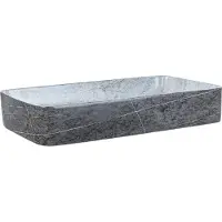 Beliani Waschbecken Grau Keramik Granit-Optik Rechteckig 61x35 cm mit Klickverschluss Stöpsel Badezimmer Waschschale Waschtisch Aufsatzwaschbecken