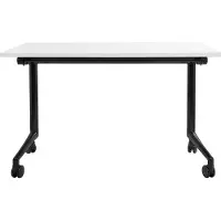 Beliani Schreibtisch Weiß u. Schwarz 120 x 60 cm Klappbar Faltbar mit Rollen Mobil Bürotisch für Homeoffice Büro Modernes Design
