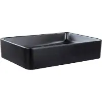 Beliani Waschbecken Schwarz Keramik Rechteckig 51x34 cm ohne Überlauf ohne Ablaufgarnitur Badezimmer Ausstattung Waschschale Waschtisch Aufsatzwaschbecken