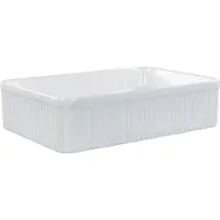 Beliani Waschbecken Weiß Keramik Rechteckig 50x34 cm Geriffelt ohne Überlauf ohne Ablaufgarnitur Badezimmer Waschschale Waschtisch Aufsatzwaschbecken
