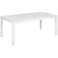 Beliani Gartentisch Weiß Aluminium Rechteckig 180x90 cm Ausziehbar 240x90 cm für 8 Personen Latten-Optik Modern Outdoor Terrasse Ausziehtisch