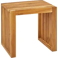 Beliani Gartenhocker 2er Set Hellbraun Akazienholz Latten-Optik Garten Outdoor Balkon Terrasse Ausstattung Möbel Holzstuhl Gartenstuhl ohne Lehne