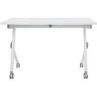 Beliani Schreibtisch Weiß 120 x 60 cm Klappbar Faltbar mit Rollen Mobil Bürotisch für Homeoffice Büro Modernes Design