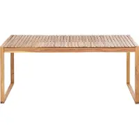 Beliani Gartentisch Hellbraun es Akazienholz 180x90 cm Rechteckig für 6 Personen Lamellen-Optik mit Holzkufen Rustikal Modern Terrasse